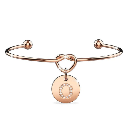 Fancy Alphabet Letter Initial Bangle in Rose Gold -A